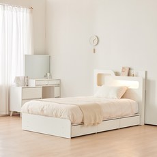 동서가구 소프 인싸 LED 1단 3서랍 수납침대 + 코이 13 매트리스 방문설치, 화이트(프레임), 아이보리(매트리스)