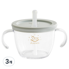 Richell 利其爾 Astro第一步吸管杯 150ml, 3個, 淺灰色