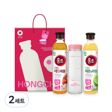 홍초 저당 레드애플 900ml + 레몬 라임 900ml + 보틀 세트, 2세트