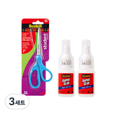 3M Scotch 學生用剪刀 + 旋轉式瞬間接著劑 AD110 10g x 2入, 隨機出貨, 3套