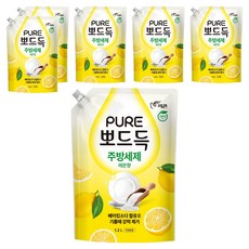 피죤퓨어 뽀드득 주방세제 레몬향, 1.2L, 6개