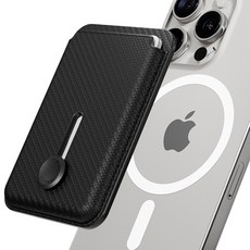 SINJIMORU 滑蓋 M-Vica 按扣式 MagSafe 卡夾手機支架, 碳黑色, 1個