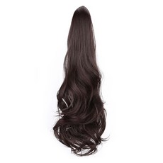 真無利潤商城 波浪馬尾假髮 髮夾式 60cm, 03 深棕色, 1個