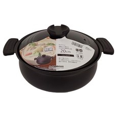 PEARL LIFE 珍珠金屬 輕量土鍋風IH壽喜燒鍋 HC-464 27 x 21.5 x 12cm 黑色 2.1L 632g, 20cm, 1個