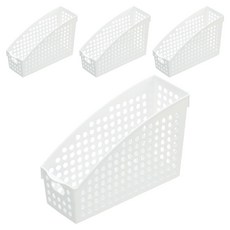 inomata Stock多功能整理籃 4575 直式 A4, 白色, 4個