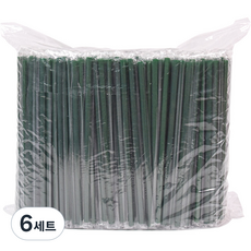 대성산업 개별포장 일자 스트로우 녹색 7 x 210mm, 500개입, 6세트
