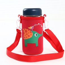 한봄누리 크로스 컵 홀더 가방, 레드 코끼리, 1개
