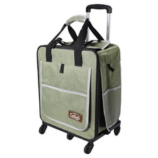 Catfeet 輕旅行兩用拉桿包 直立式 多透氣網 穩固大空間 可拆卸滑輪拉桿, 橄欖綠, 1個, 提包36.5 x 26 x 43.5cm + 拉桿36 x 30 x 96cm