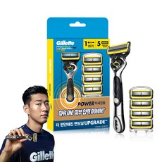 Gillette 吉列 正品 ProShield 動力刀架 黃色 + 刀片 5入組, 1套