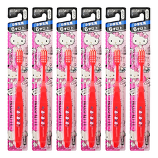 EBiSU 惠百施 Hello Kitty 兒童紀念版牙刷 (6歲以上), 顏色隨機, 6支