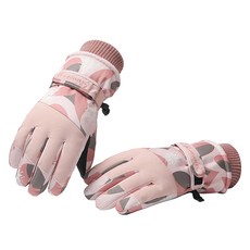 Ants 女性用智慧觸控滑雪手套 雙手穿戴, 1套, 雪花粉紅色