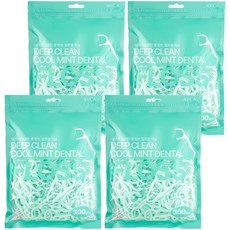 아브카 딥클린 쿨 민트 일회용 치간 치실 + 휴대용 케이스, 300개입, 4세트