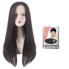 Innerwin女神直髮假髮65cm+髮網套裝, 1組, 自然黑