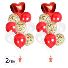 All That Party 垂掛愛心亮片特別混搭派對氣球18入組, 紅色, 2套