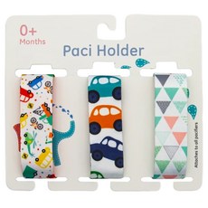 OhBabyLying 讓寶寶躺躺 奶嘴鏈3件組 三角車車組 可愛防掉落奶嘴夾 外出必備 時尚安全, 1組