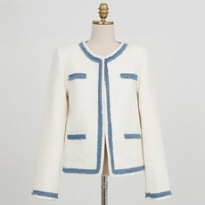 비비에모 여성용 데님 배색 긴팔 트위드 자켓 01939