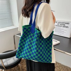 MalangJelly 女款格紋手繪針織環保袋