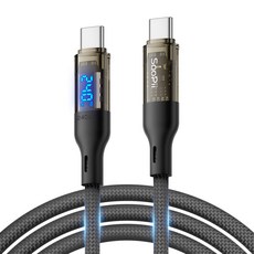 SooPii Type-C轉Type-C 電力顯示 240W 超高速充電線 S45CC, 2m, 黑色, 1個