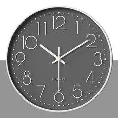 루아즈 인테리어 무소음 원형 베이직 벽시계 30cm, 그레이화이트