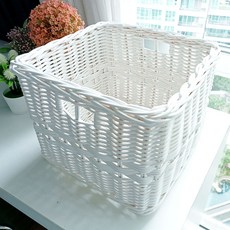 藤編小舖 正方形收納籃 B402, 白色, 1個