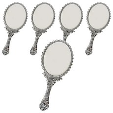 IACTRESS 復古公主風大型手拿鏡, 銀色, 5個