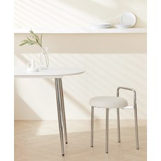 룸앤홈 보스톤 크롬 스툴, 크림, 1개