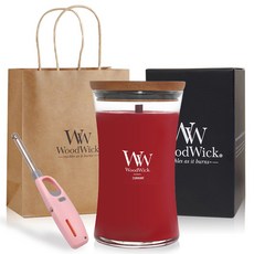 우드윅 라지캔들 + 쇼핑백 소 + 캔들라이터 랜덤발송 세트, 커런트, 609.5g, 1세트