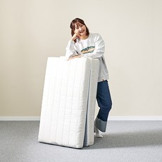 024홈 단잠토퍼 3단 접이식 매트리스 + 속커버 + 누빔커버 세트, 아이보리, 10cm