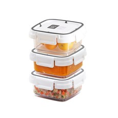 Changsin Living 昌信生活 Sky Lock可堆疊密封保鮮盒 正方形, 3個, 1號 240ml