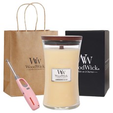 우드윅 라지캔들 + 쇼핑백 소 + 캔들라이터 랜덤발송 세트, 레몬그라스 & 릴리, 609.5g, 1세트