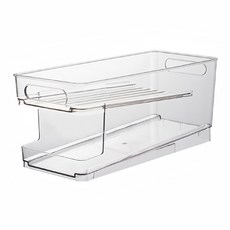 飲料罐收納盒 PET材質 冰箱收納, 雙層滾動式 透明色, 1個