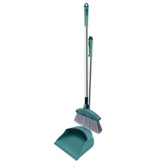 EASY CLEANER 家簡塵除 易淨掃(兩節式)掃把畚斗組, 1組, 綠色
