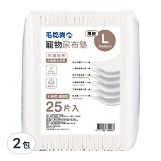 毛乾爽 寵物尿布墊 厚款, L(90 x 60cm), 25片, 2包
