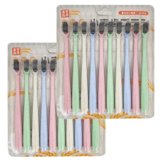 百年薔薇 小麥牙刷 柔軟毛先 小麥柄 家庭旅行用, 10支, 10卡