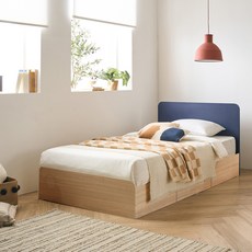 리바트 커먼베드 자녀가구 심플형 헤드 침대 서랍형 프레임 단품 방문설치, 블루(헤드) + 내추럴(바디)