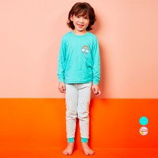 孩童兩件式彩虹印花9分袖睡衣褲組