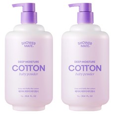 Shower mate 深層保濕棉花沐浴乳 寶寶爽身粉香, 2個, 1L
