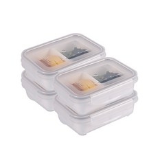 Xeonic 雙格保鮮盒組, 4組, 保鮮盒 480ml+活動隔盒 2個