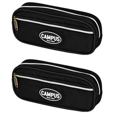 포포팬시 캠퍼스 더블 포켓 펜파우치, 2개, 블랙