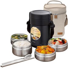 TAFUCO 泰福高 一體式4層保溫便當 1.8L, 黑色, 1個