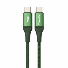 POLYWELL 寶利威爾 Type-C To Type-C PD編織快充線 60W 鋁合金 PW15-W45-M861, 1m, 綠色, 1條