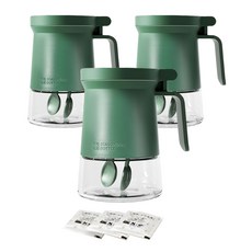 건파더 습기방지 양념통 세트 그린, 350ml(2P) + 스푼 2p + 습기제거제 1p, 3세트