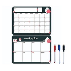 몰랑이 다용도 자석 먼슬리플래너 + 메모보드 + 자석보드펜 3색 세트, 고무자석