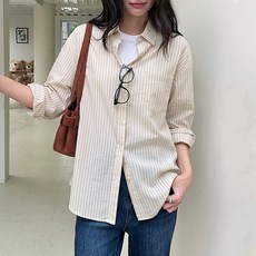 URBANLINE 女款 Delin 寬鬆條紋襯衫