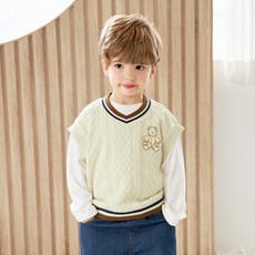 WALTONKIDS 兒童小熊麻花針織背心