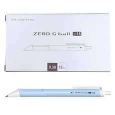 제로지볼 볼펜 0.38mm, 3D 라이트블루바디(블랙잉크), 12개