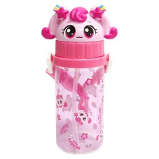 LE BARN 流星 奇妙萌可 愛心萌可 吸管背帶水壺, 1個, 混合顏色, 350ml