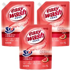 HAPPYHOME 廚房洗碗精 Easy Wash 葡萄柚蘇打 補充包, 3個, 1L