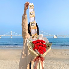 Eplin康乃馨錢花束+購物袋+Opp塑料口袋錢袋, 紅色, 1組