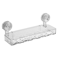 浴室吸盤款波紋置物架, 透明白, 1個